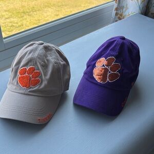 Lot of 2 Clemson ball caps - sequin and embroidered